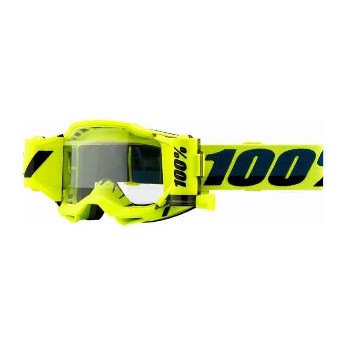 100% MX Goggles Accuri 2 Roll Off Forecast Flo Yellow Clear
